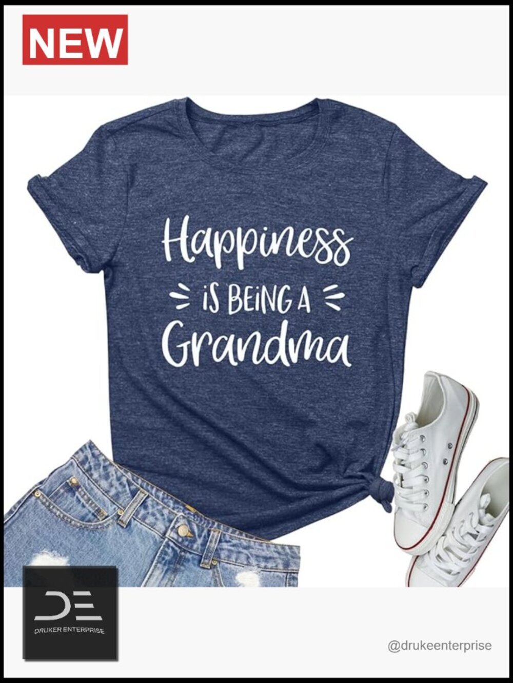 Women's Happiness is Being Printed Graphic Tee - Soft Stretchy Cotton, Classic